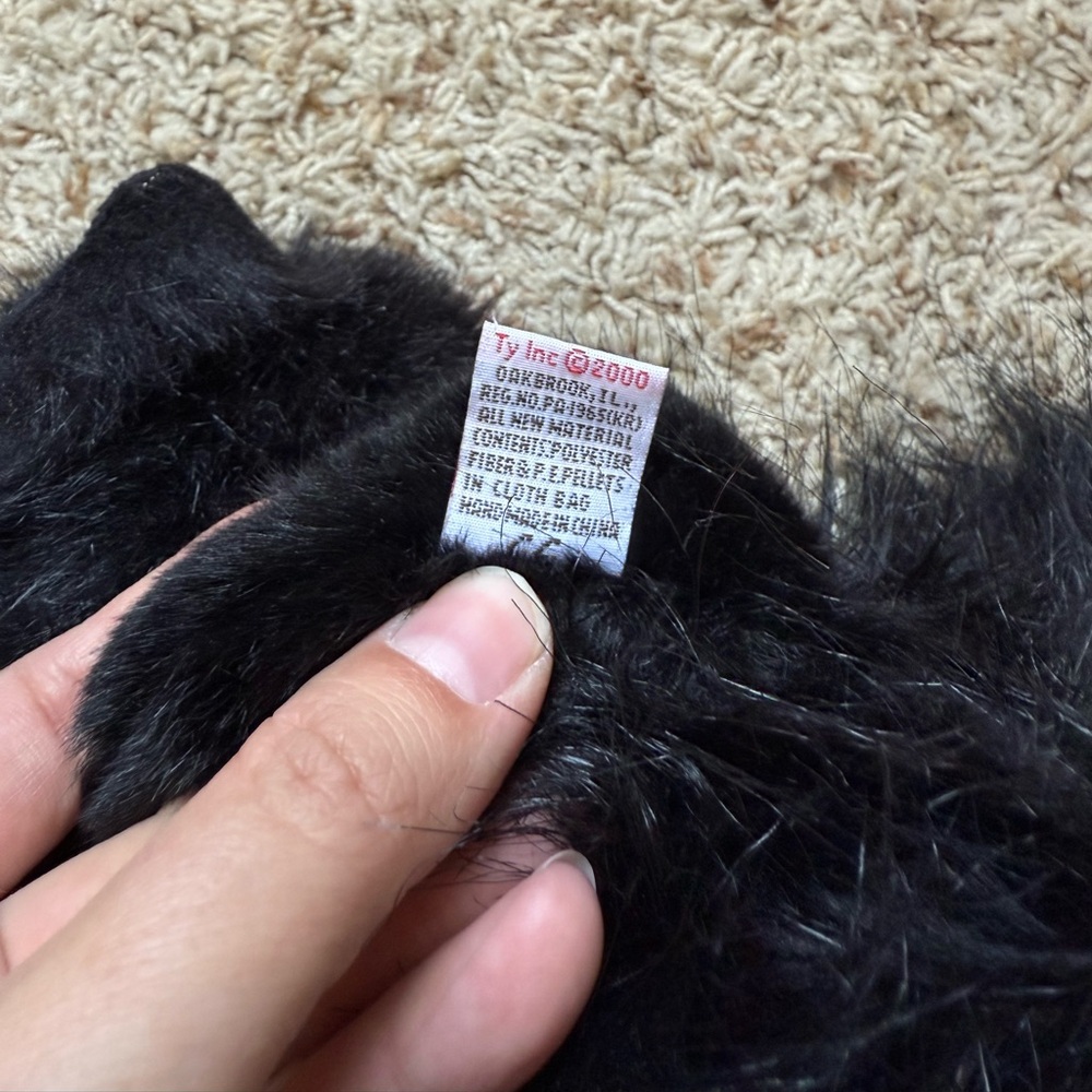 Vintage TY Onyx Black Cat Plush Persian Realistic Stuffed Animal - Picture 7 of 10